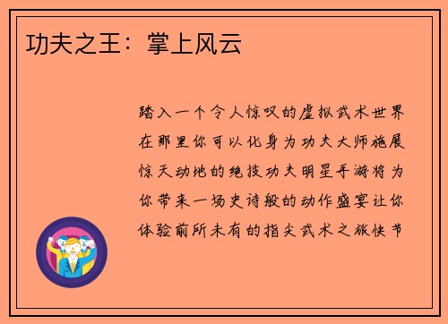 功夫之王：掌上风云