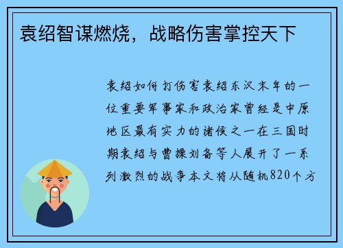 袁绍智谋燃烧，战略伤害掌控天下
